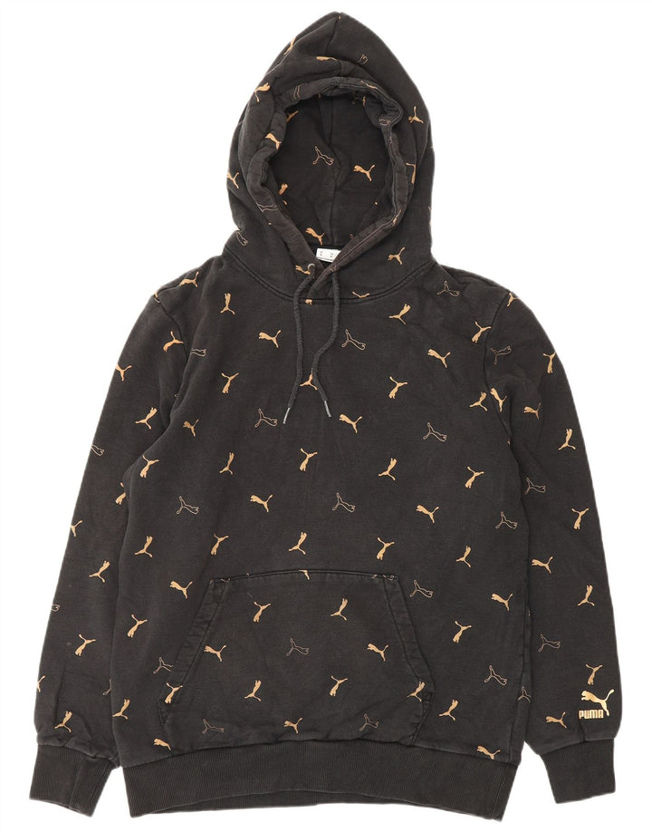 PUMA Mens Graphic Hoodie Jumper Médio Algodão Preto