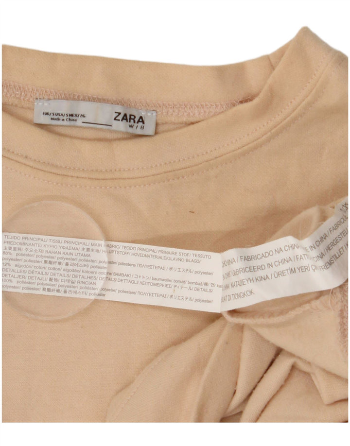 Zara Womens Crop Oversized Moletom Jumper Reino Unido 10 Pequeno Off White