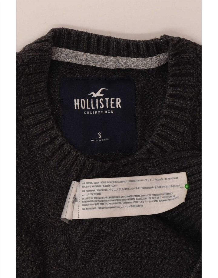 Suéter masculino Hollister com gola redonda e algodão cinza pequeno