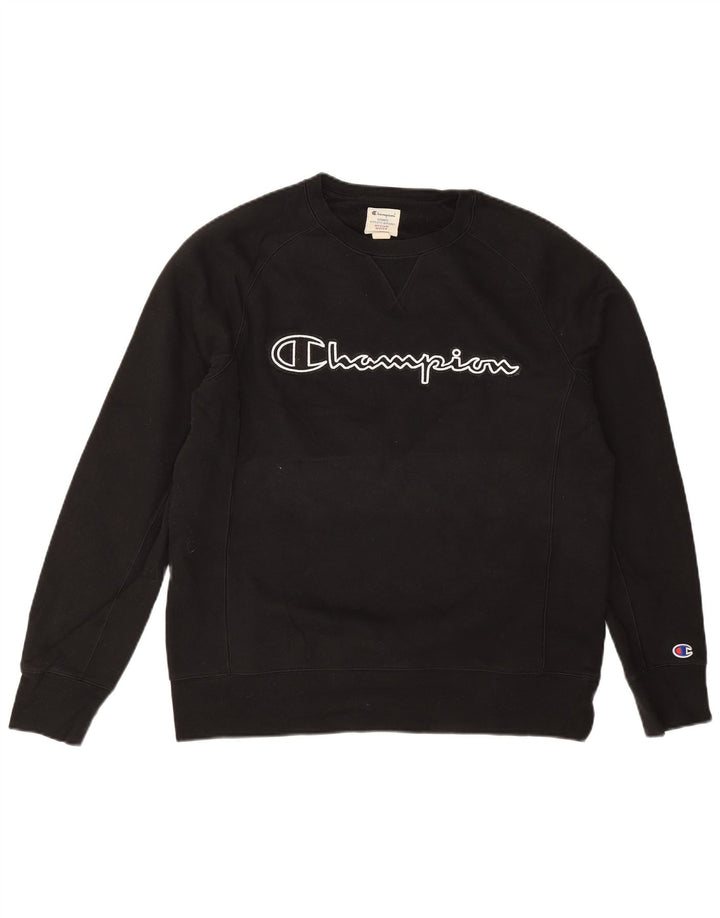 Champion masculino gráfico moletom jumper médio algodão preto