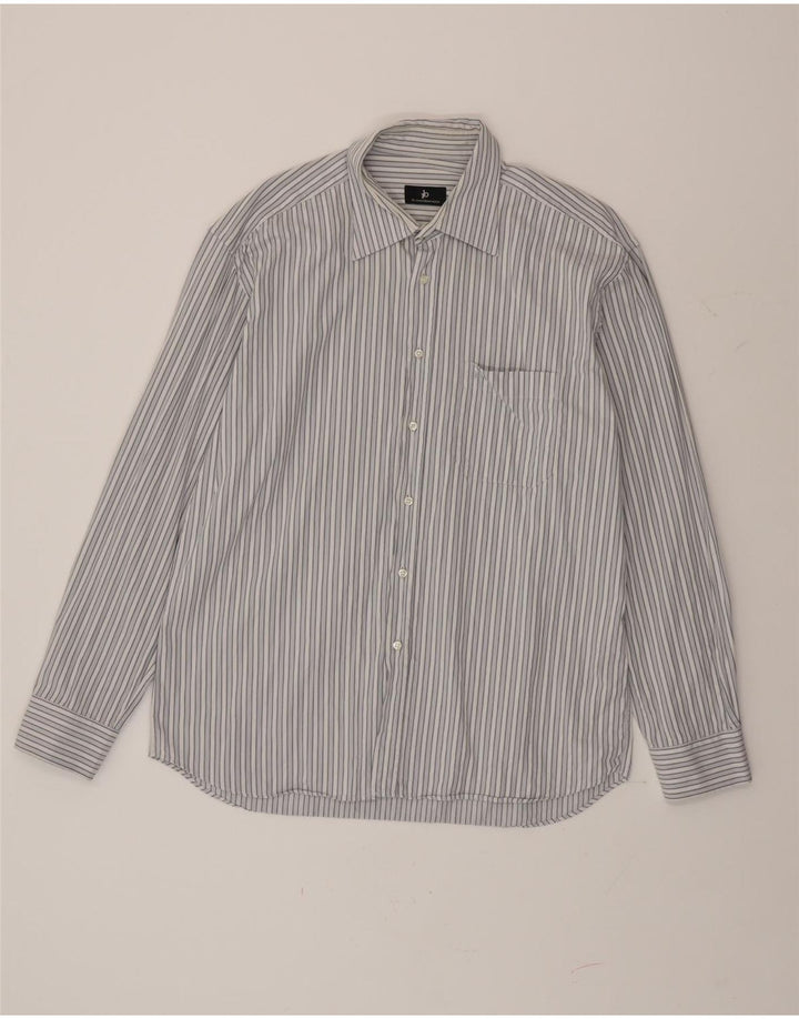 Camisa masculina Roccobarocco tamanho 43 17 XL listrada azul