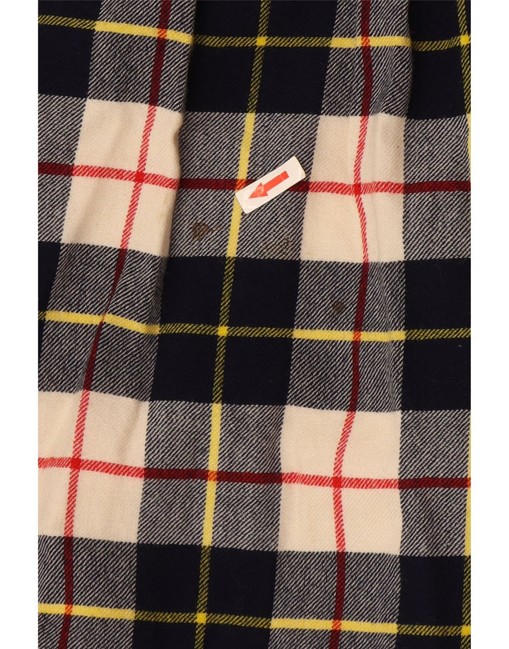 Saia plissada feminina Kuhn IT 44 médio W30 lã xadrez azul marinho