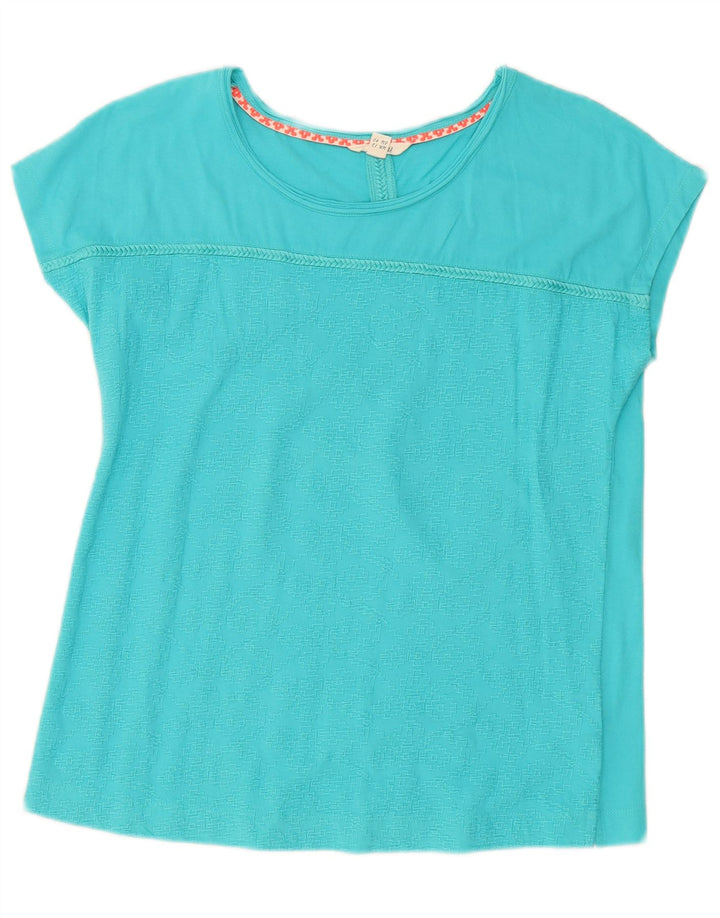 Camiseta feminina White Stuff Top UK 12 algodão azul médio