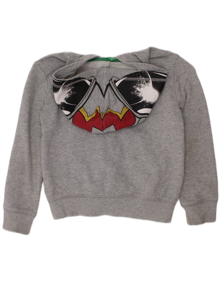 Suéter Benetton Boys Graphic Zip com capuz 5-6 anos cinza