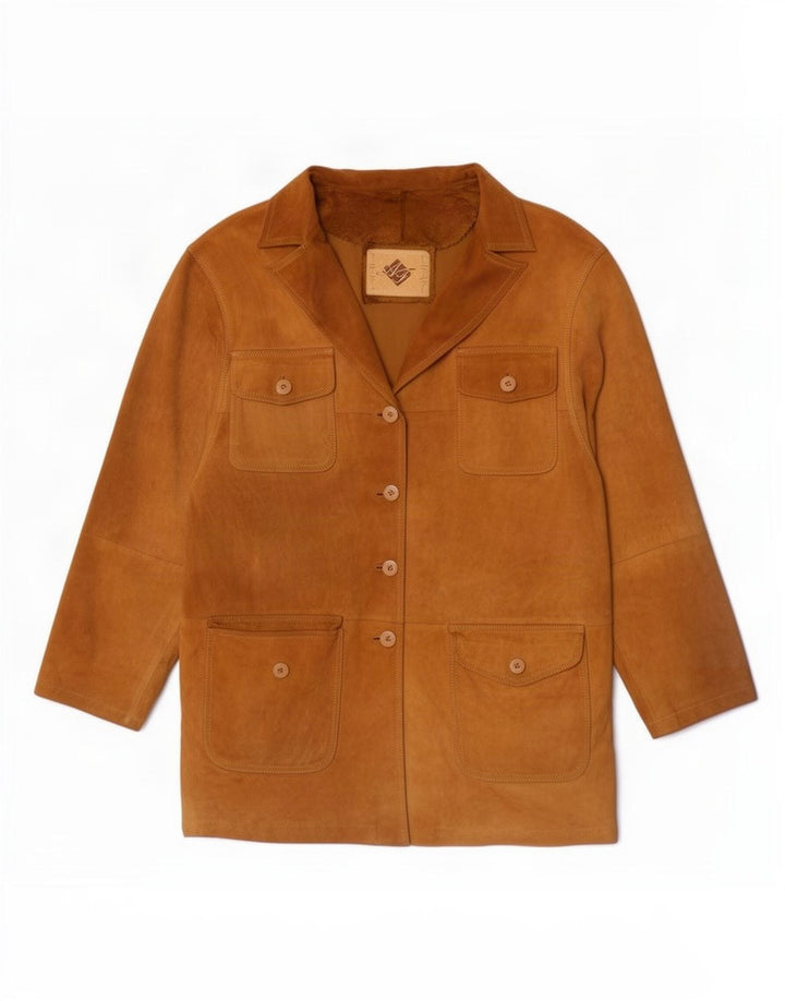 Jaqueta feminina vintage de camurça IT 48 XL couro bege
