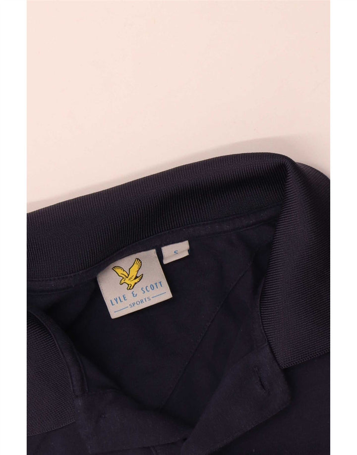 Camisa polo masculina Lyle & Scott pequena azul marinho algodão