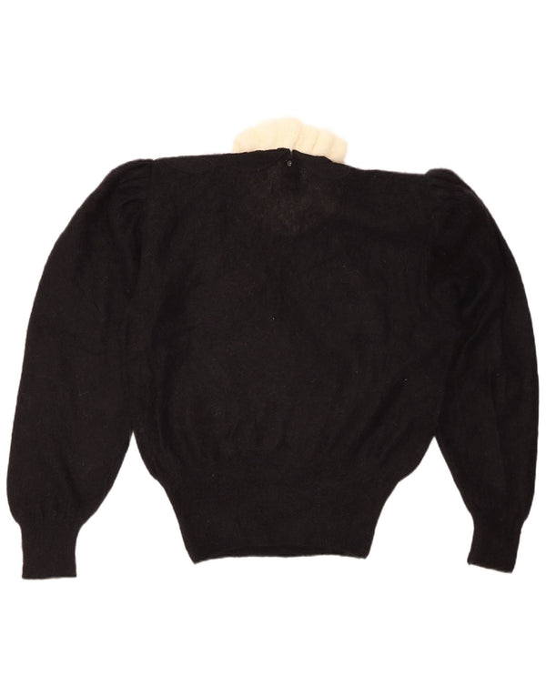 VINTAGE Womens Turtle Neck Jumper Sweater IT 44 Medium Black Floral