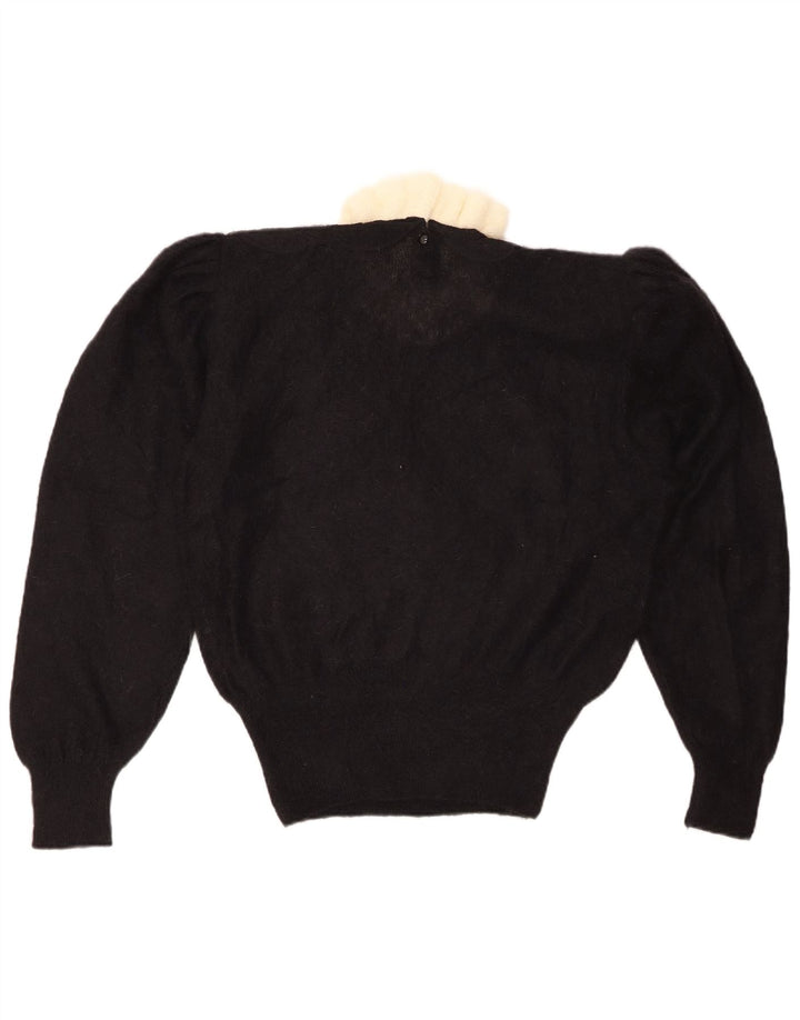 Suéter feminino VINTAGE com gola tartaruga IT 44 médio preto floral