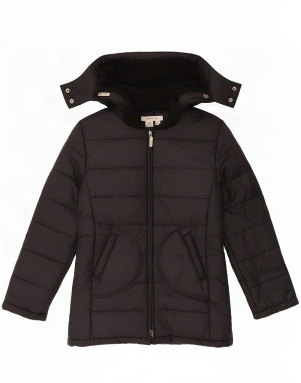 Zara Womens Hooded Padded Jacket UK 14 Medium Black Nylon