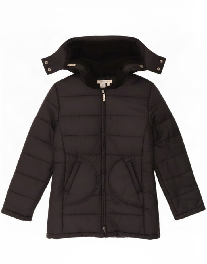 Jaqueta acolchoada com capuz feminina Zara UK 14 médio preto nylon
