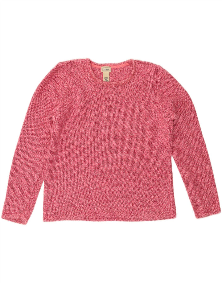 L.L.BEAN Womens Crew Neck Jumper Sweater UK 14 Medium Pink Cotton Vintage L.L.Bean and Second-Hand L.L.Bean from Messina Hembry 
