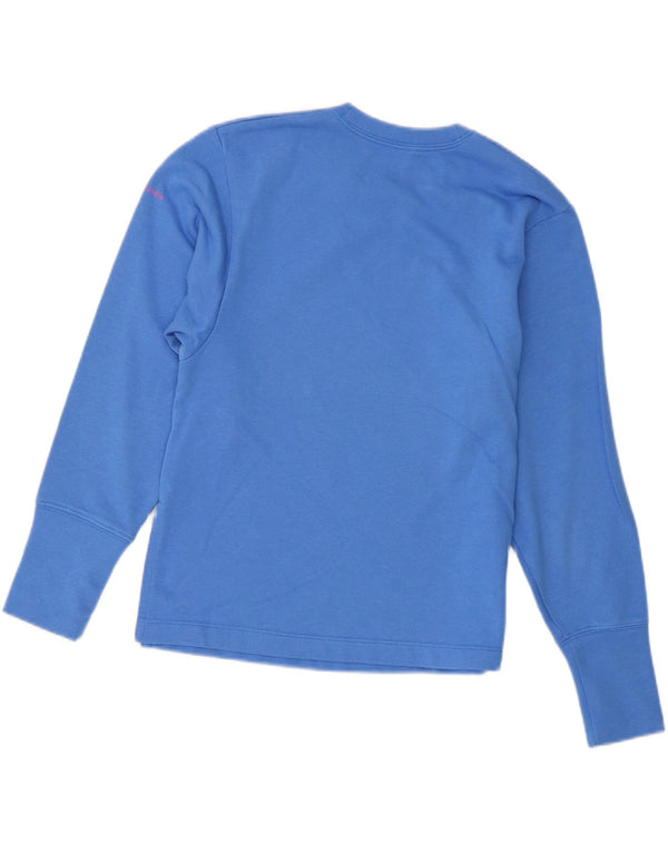 Top gráfico feminino Columbia manga comprida UK 6 XS azul algodão