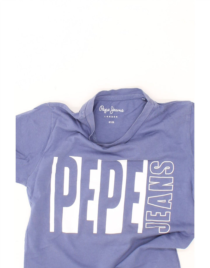 PEPE JEANS Girls Graphic T-Shirt Top 7-8 Years Purple Cotton Vintage PEPE Jeans and Second-Hand PEPE Jeans from Messina Hembry 