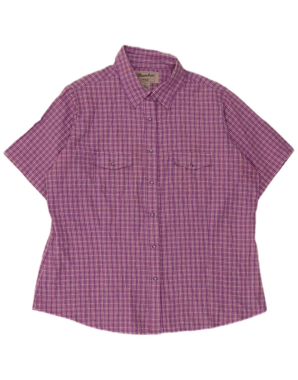 Camisa feminina de manga curta Wrangler UK 18 XL roxo xadrez algodão
