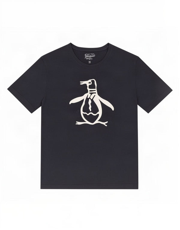 Camiseta gráfica masculina Penguin Top grande algodão azul marinho