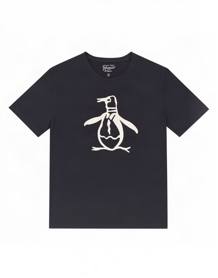 Camiseta gráfica masculina Penguin Top grande algodão azul marinho