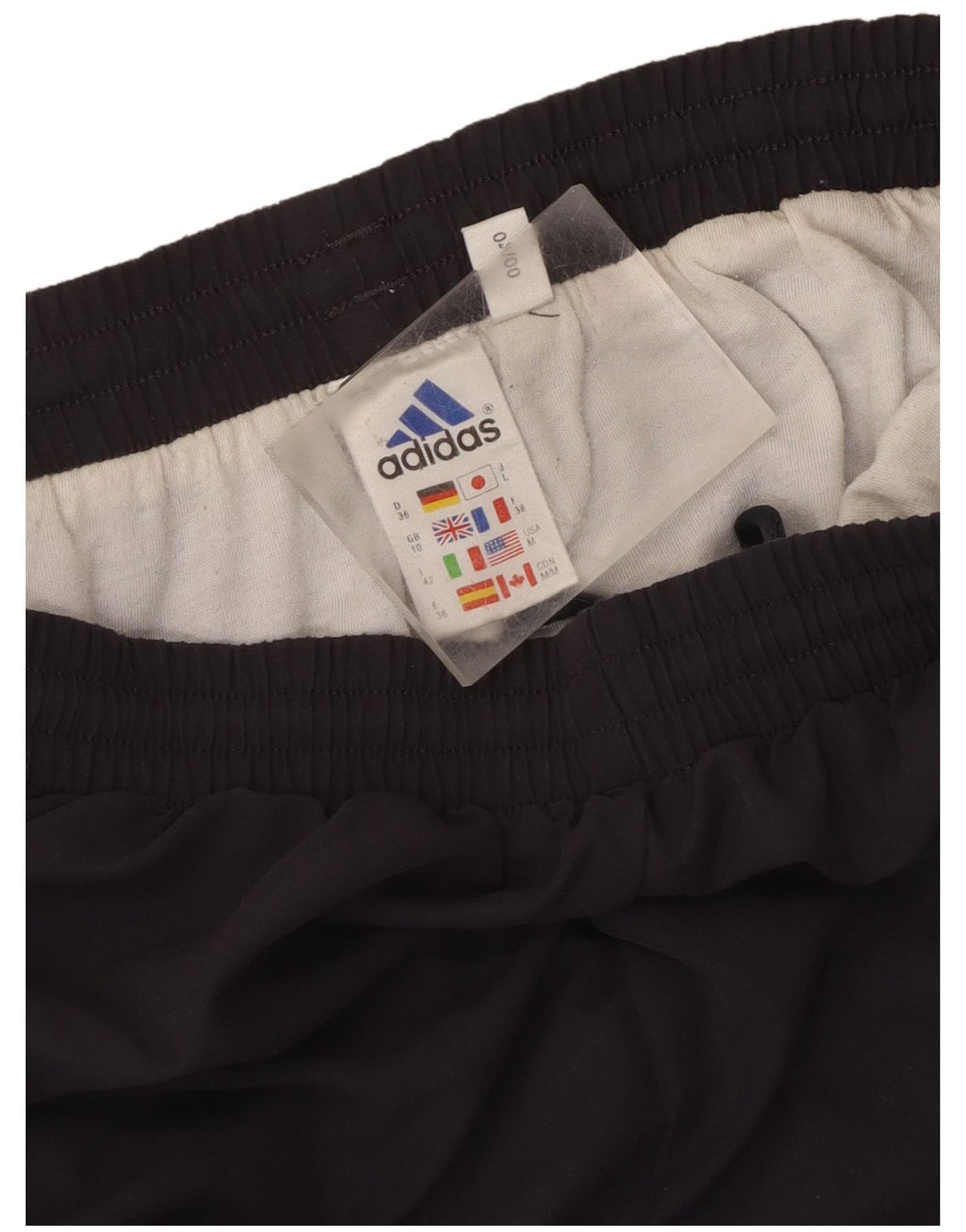Calça de treino feminina Adidas UK 10 pequena azul marinho poliéster