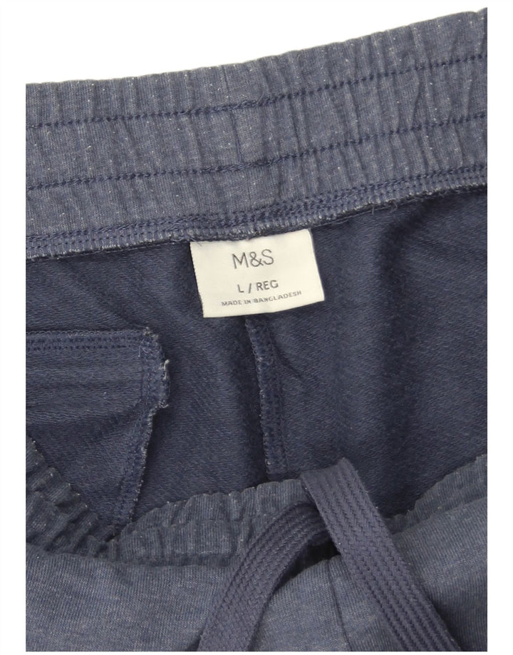 Calça de treino masculina Marks & Spencer grande algodão azul marinho