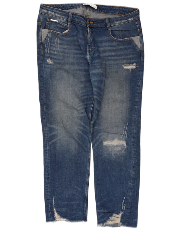 Calça jeans reta feminina Zara EU 42 grande W32 L28 azul