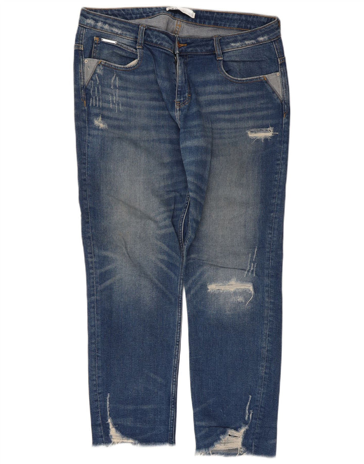 Calça jeans reta feminina Zara EU 42 grande W32 L28 azul