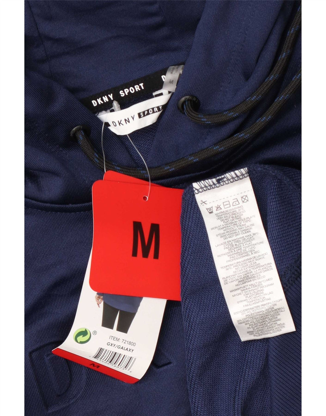 Suéter com capuz gráfico masculino Dkny médio azul marinho poliéster