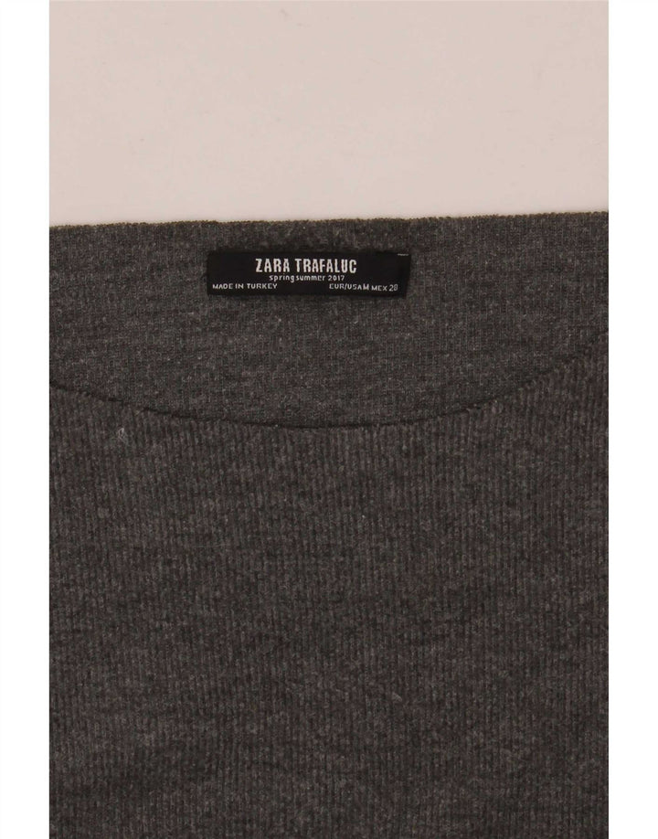 Zara Top feminino oversized manga comprida Reino Unido 14 cinza médio