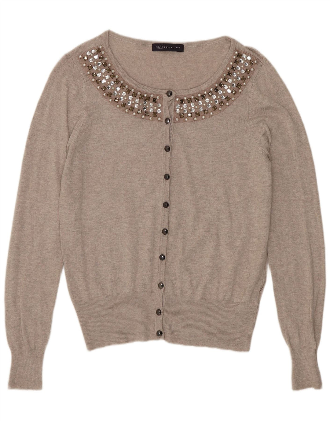 Suéter cardigã feminino Marks & Spencer Reino Unido 14 Viscose cinza médio
