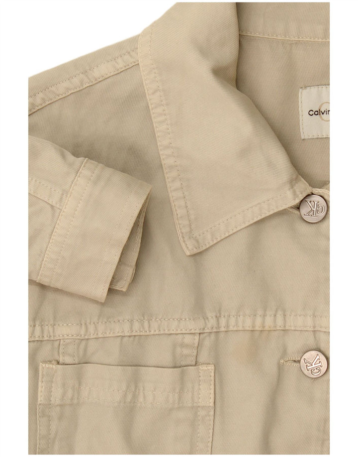 Jaqueta jeans feminina Calvin Klein UK 14 médio bege