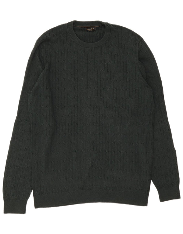 Suéter masculino Massimo Dutti com gola redonda XL algodão verde