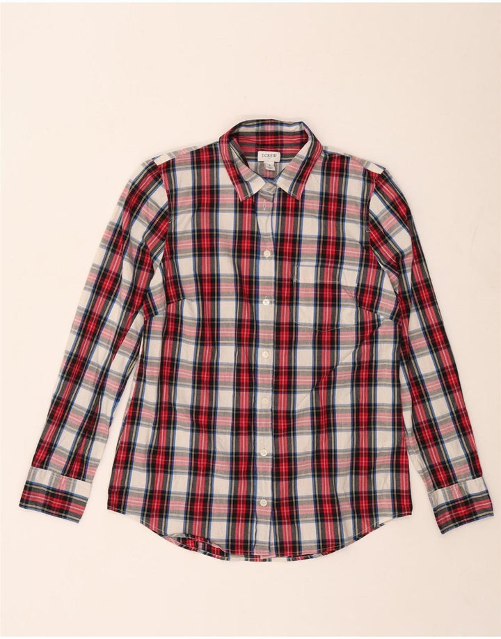 Camisa feminina J. Crew UK 10 pequena xadrez vermelha de algodão