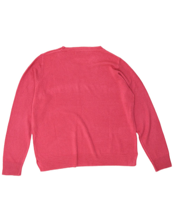 Suéter feminino Marks & Spencer com gola canoa Reino Unido 18 XL rosa acrílico