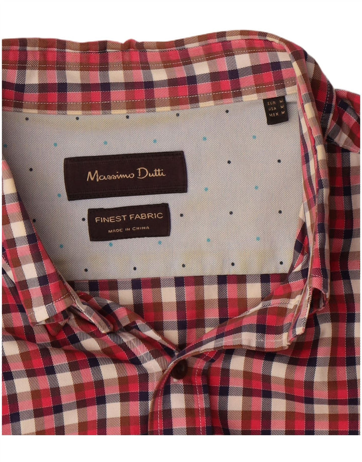 Camisa masculina de flanela Massimo Dutti xadrez vermelho médio
