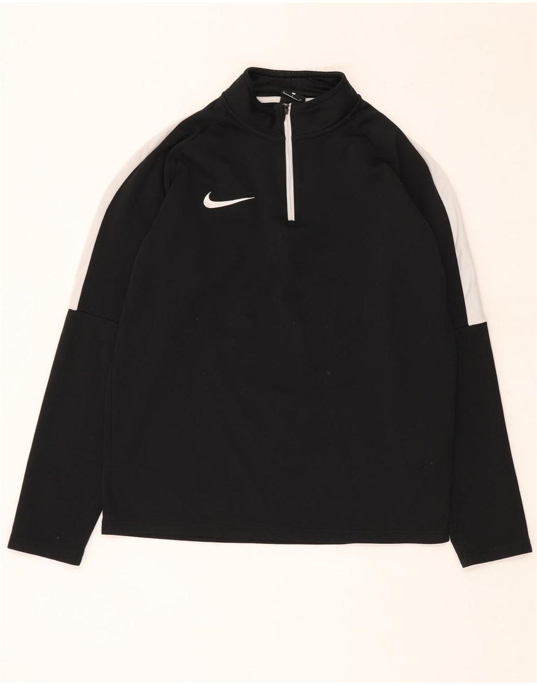 NIKE Masculino Dri Fit Zip Neck Pullover Treino Top Pequeno Preto Colourblock
