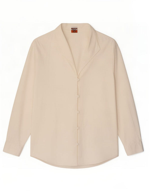 Blusa feminina Stefanel UK 16 grande algodão branco