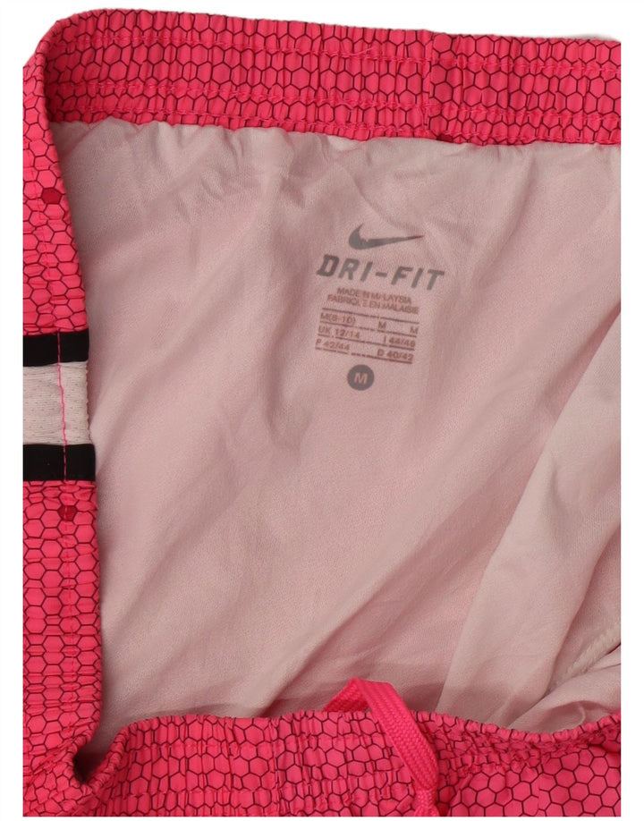Shorts esportivos femininos NIKE Dri Fit UK 12/14 médio rosa colorblock