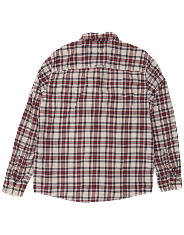 Camisa masculina de flanela Fat Face grande algodão xadrez vermelho