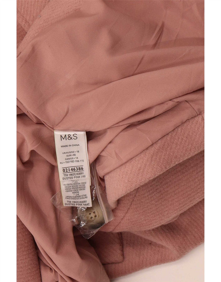 Casaco feminino Marks & Spencer com peito duplo UK 18 XL poliéster rosa