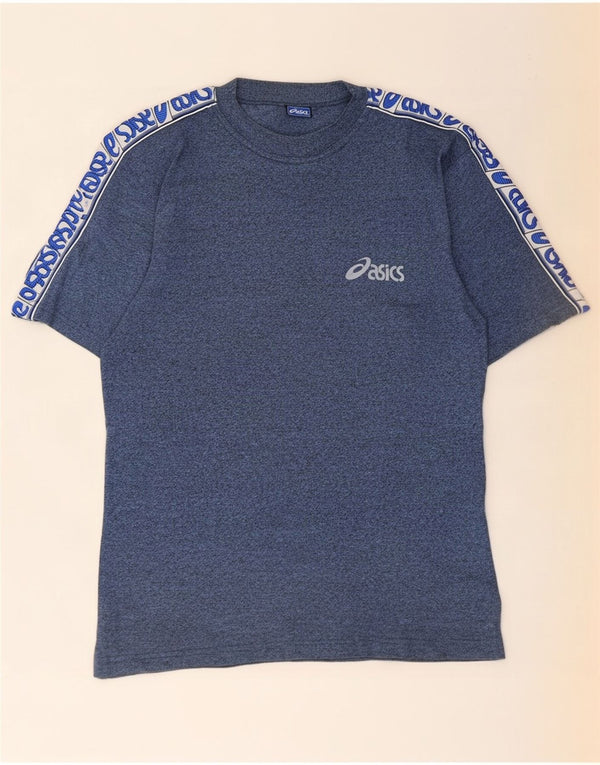 Camiseta gráfica masculina Asics Top grande algodão colorblock azul