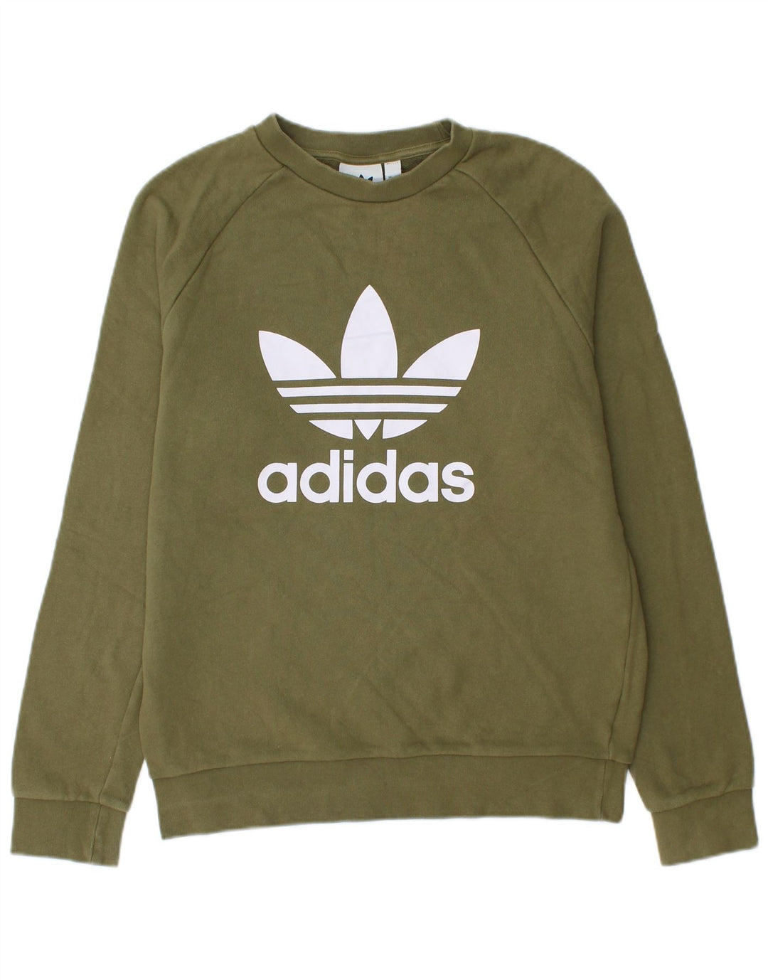 Adidas Mens Graphic Moletom Jumper Pequeno Algodão Cáqui