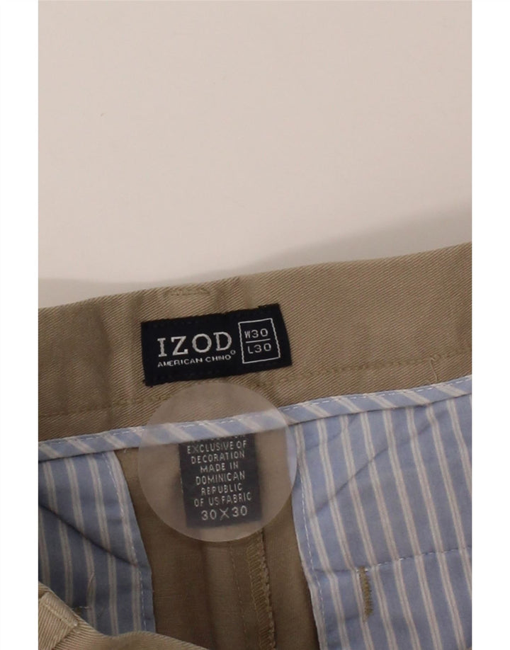 IZOD Mens Straight Chino Trousers W30 L30 Brown Cotton Vintage Izod and Second-Hand Izod from Messina Hembry 