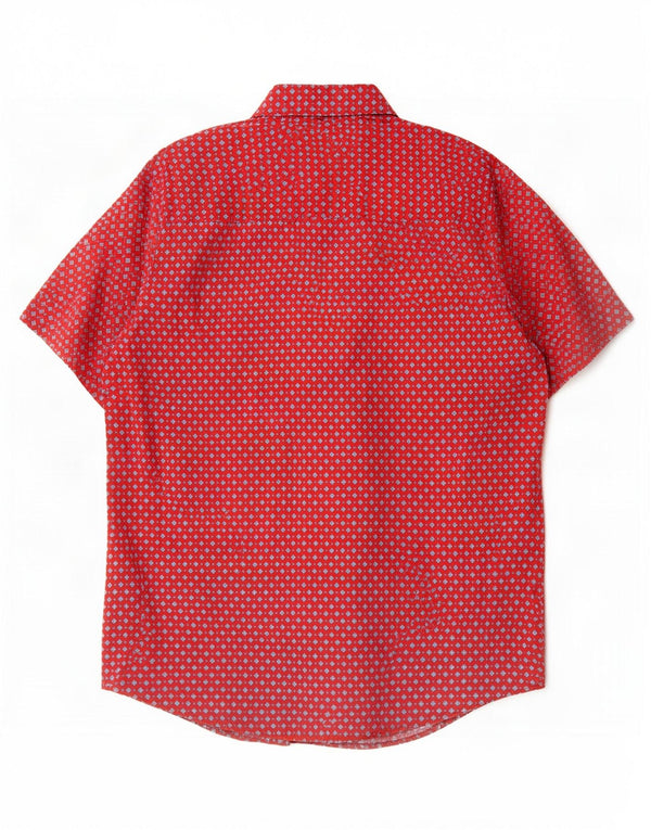 Wrangler Camisa masculina de manga curta grande algodão geométrico vermelho