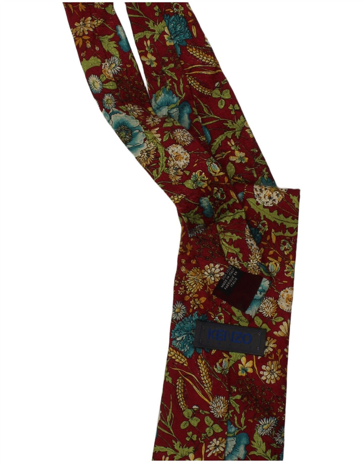 Gravata masculina Kenzo tamanho único Borgonha floral seda designer