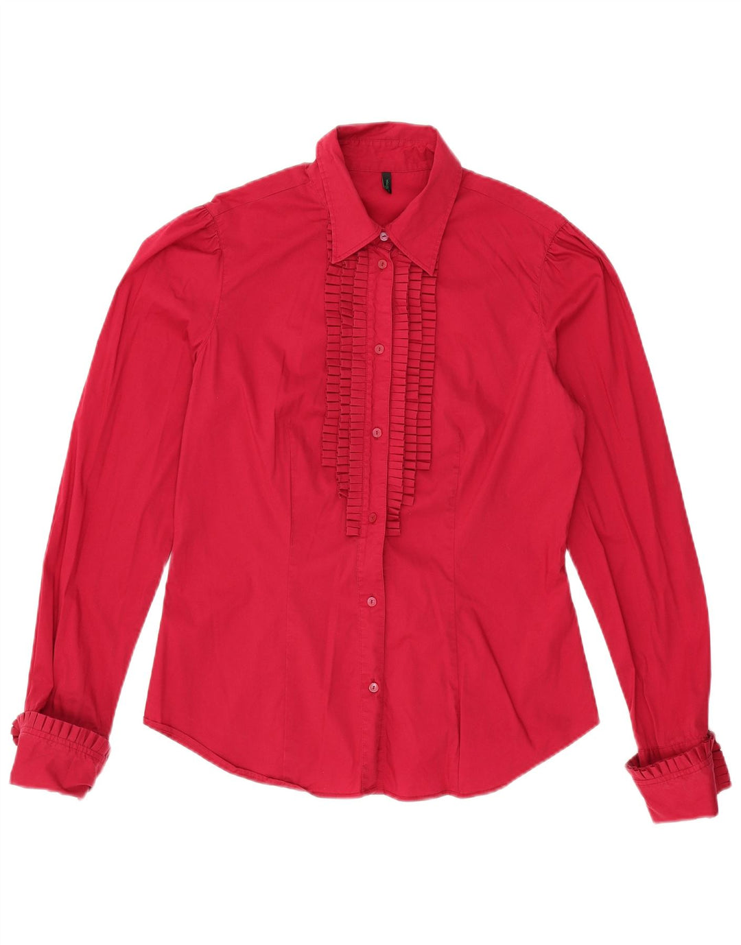 Blusa feminina BENETTON UK 16 grande algodão vermelho
