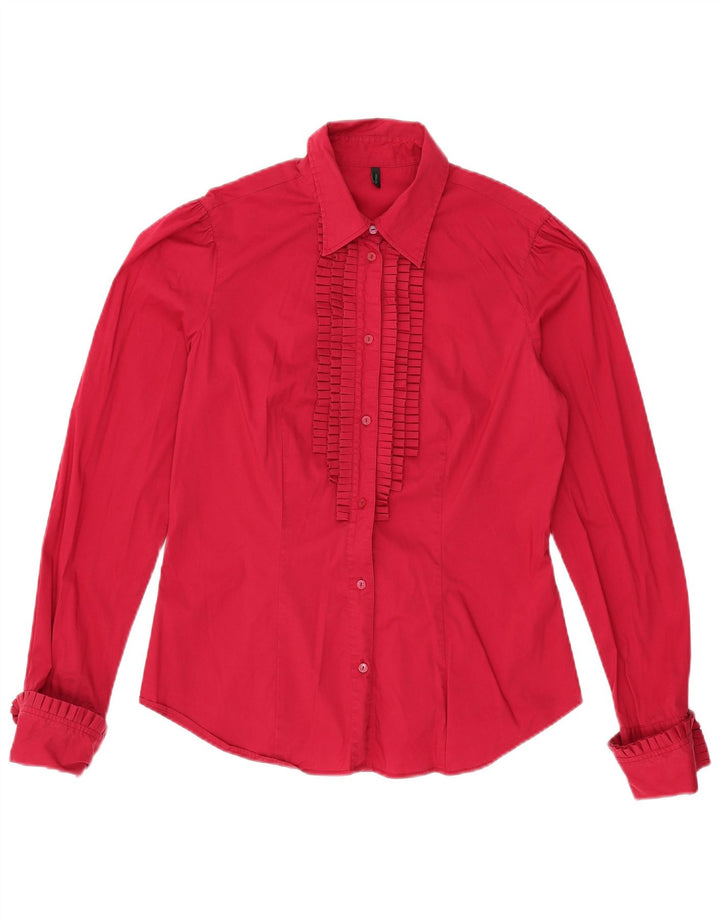 Blusa feminina BENETTON UK 16 grande algodão vermelho