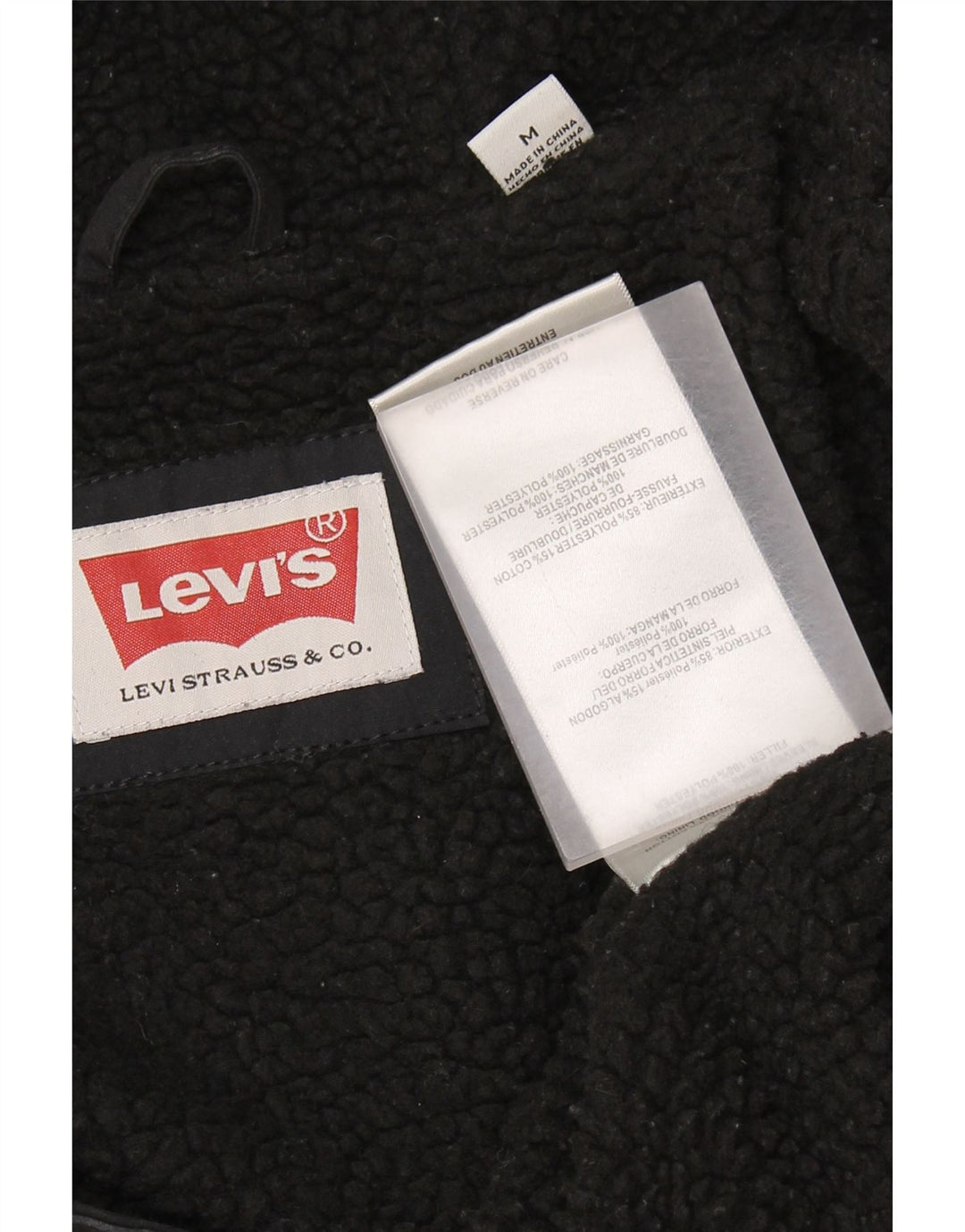 Jaqueta corta-vento masculina Levi's com capuz UK 38 poliéster preto médio