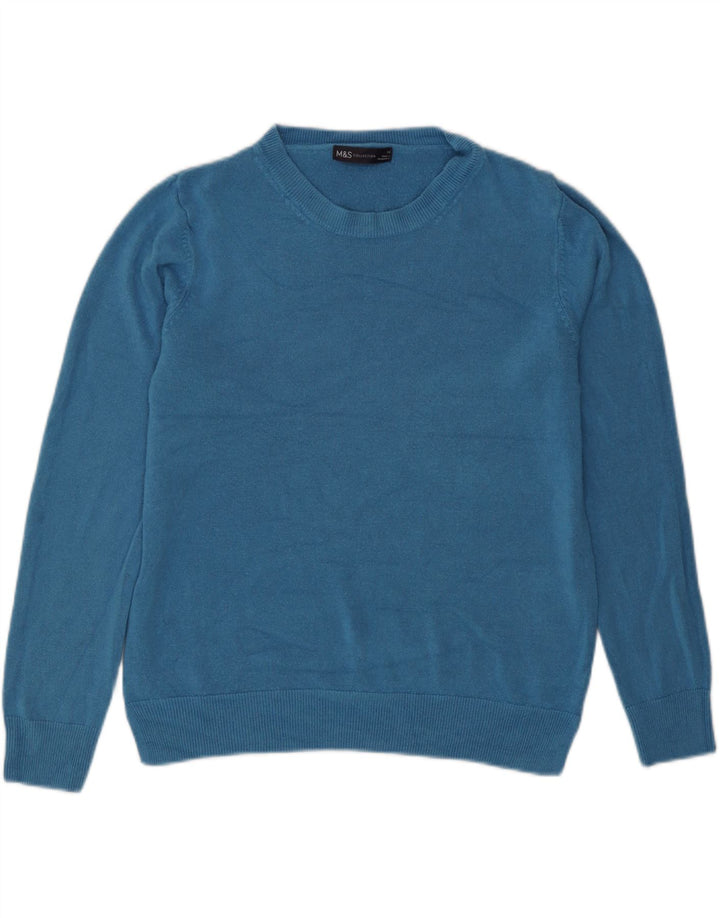 Suéter feminino Marks & Spencer com gola canoa Reino Unido 14 azul médio