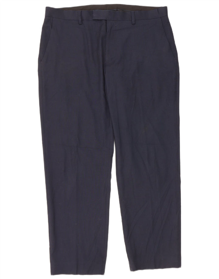 Calça feminina de ajuste regular Marks & Spencer W36 L29 azul marinho