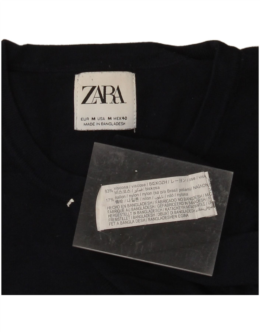 Suéter masculino ZARA com gola redonda e viscose azul marinho médio