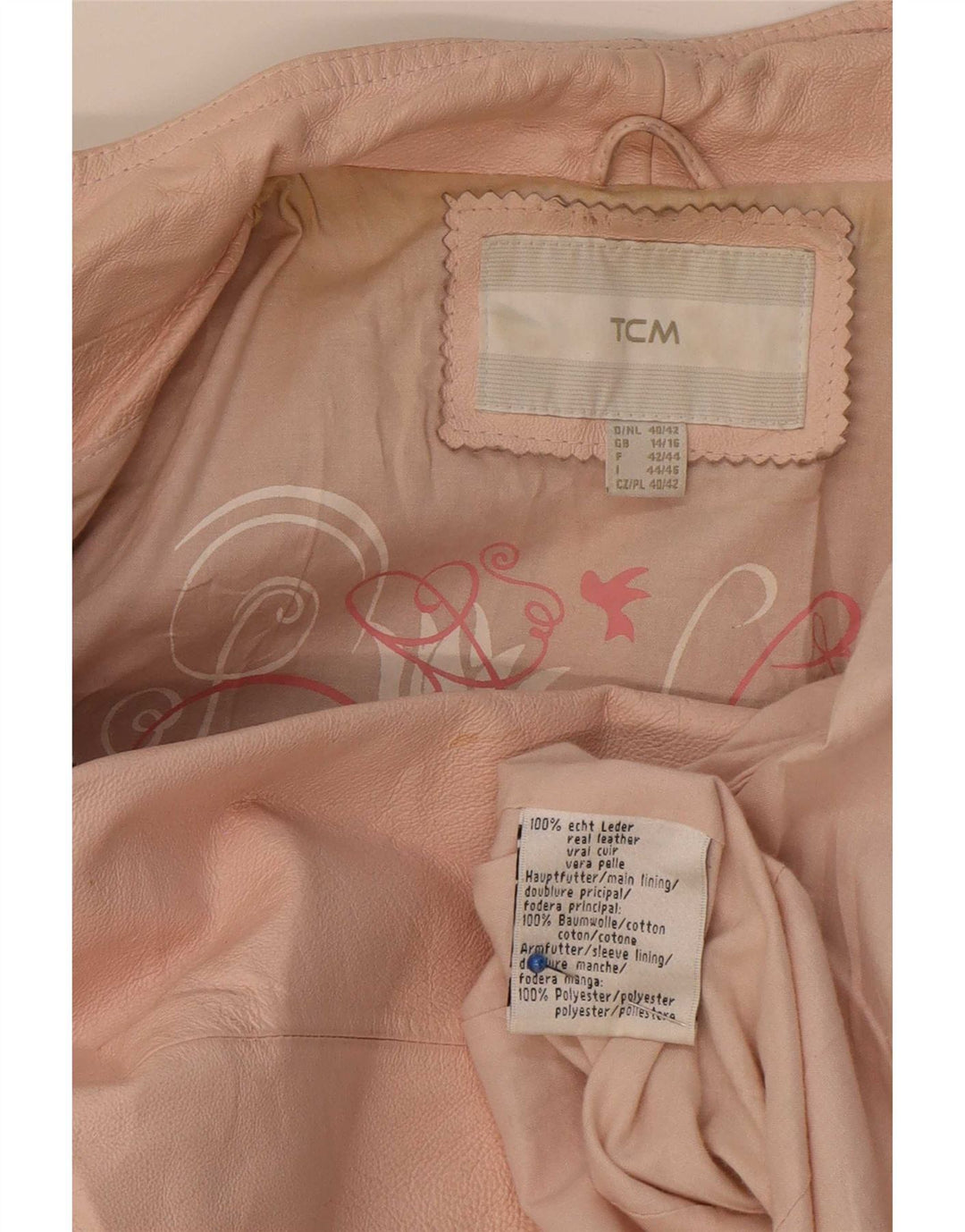 Jaqueta de couro feminina TCM Reino Unido 14/16 grande rosa