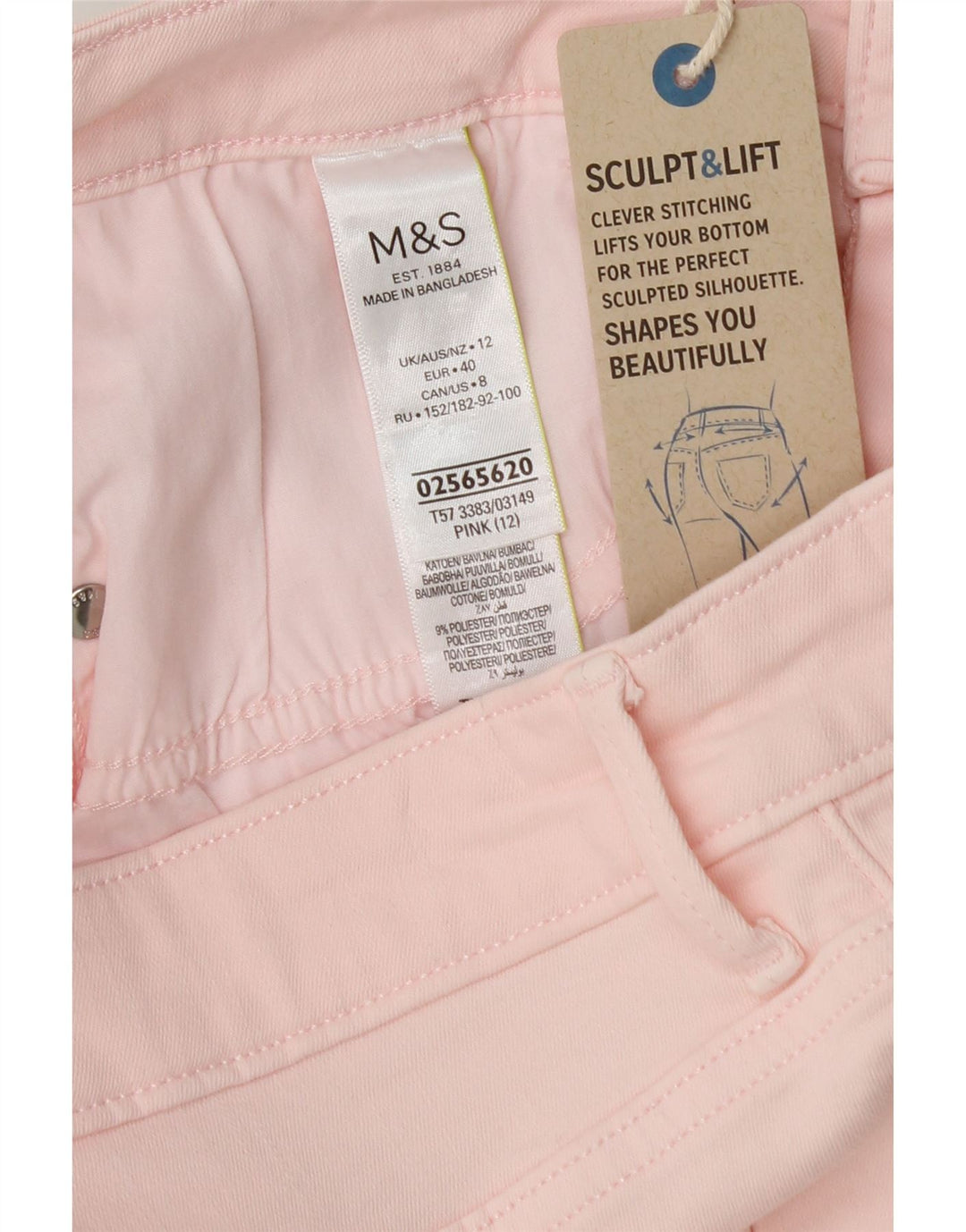 Shorts jeans feminino MARKS & SPENCER UK 12 médio W30 algodão rosa